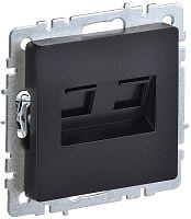 Розетка компьютерная без рамки IEK Brite РК10-2-БрЧ 2-м. RJ45+RJ45 5e черный картинка